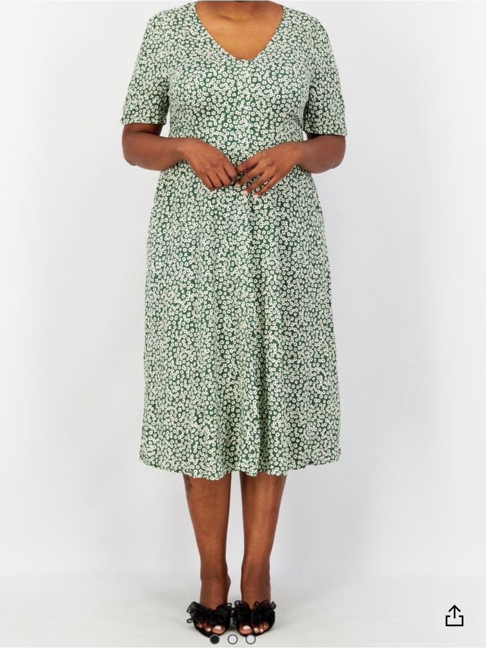 Ava & Viv Green Floral V-Neck Midi Dress